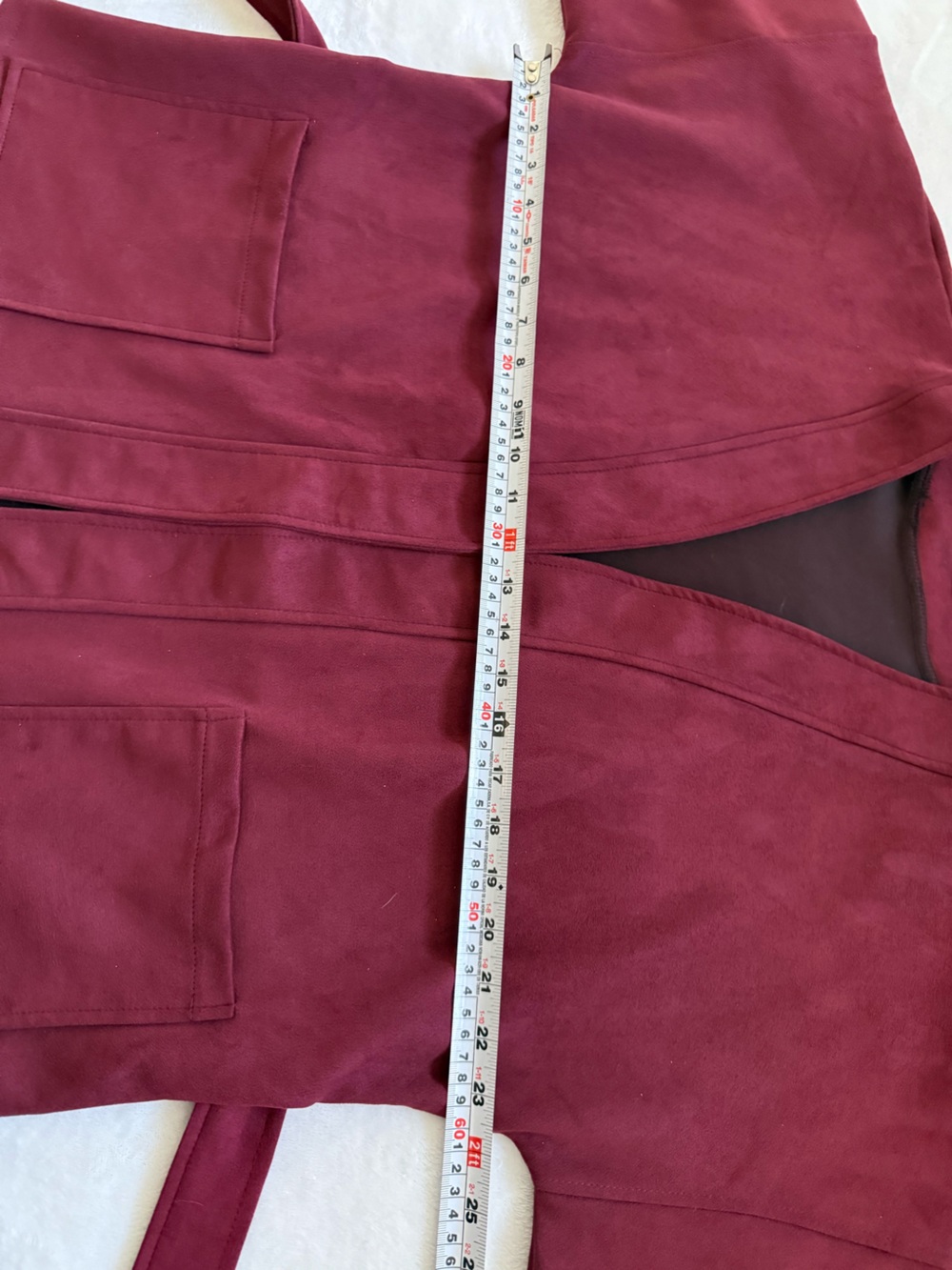 Classic Concepts Burgundy Faux Suede Belted Jacket Cardigan Medium - Picture 9 of 11